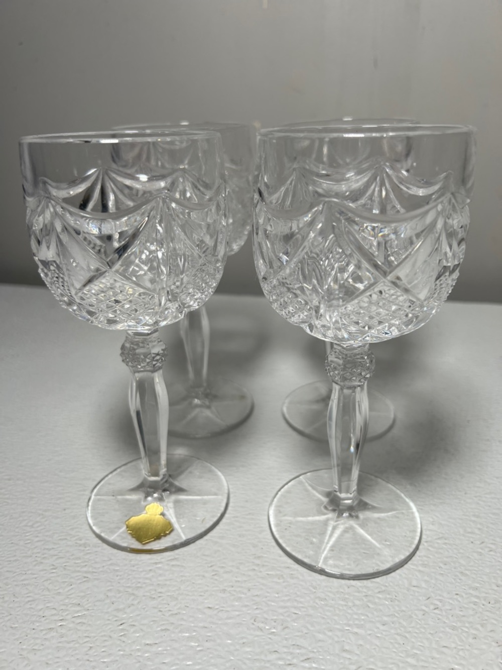 70's Nachtmann Eduard Crystal Wine Goblet Glasses Swag And Diamond Cut NEW